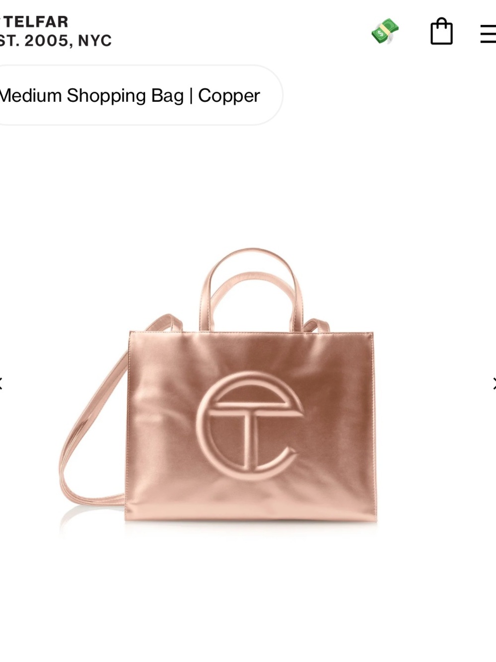 Telfar Metallic Copper Medium Shopping Bag